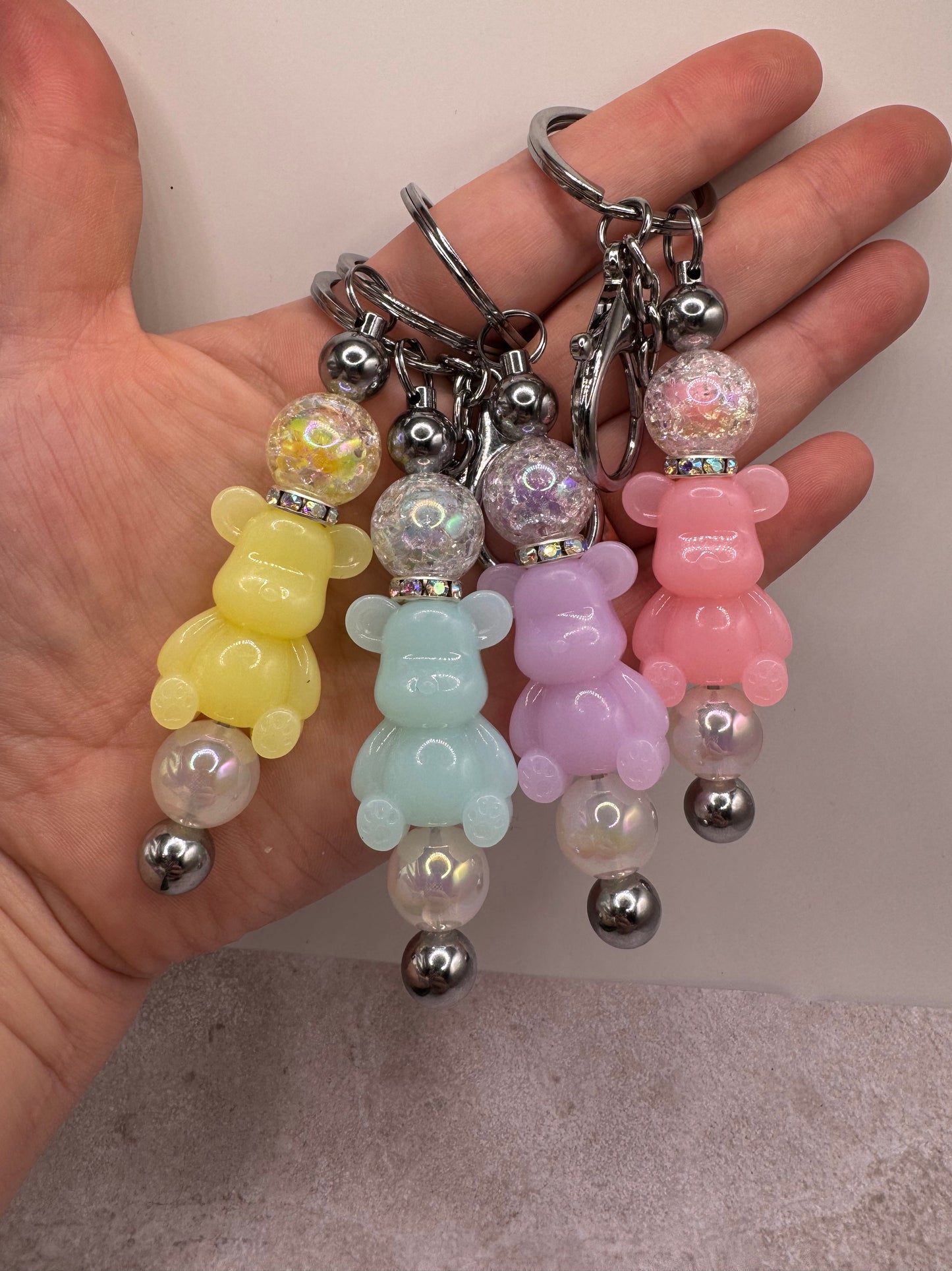 Pastel Clear Bear Keychains