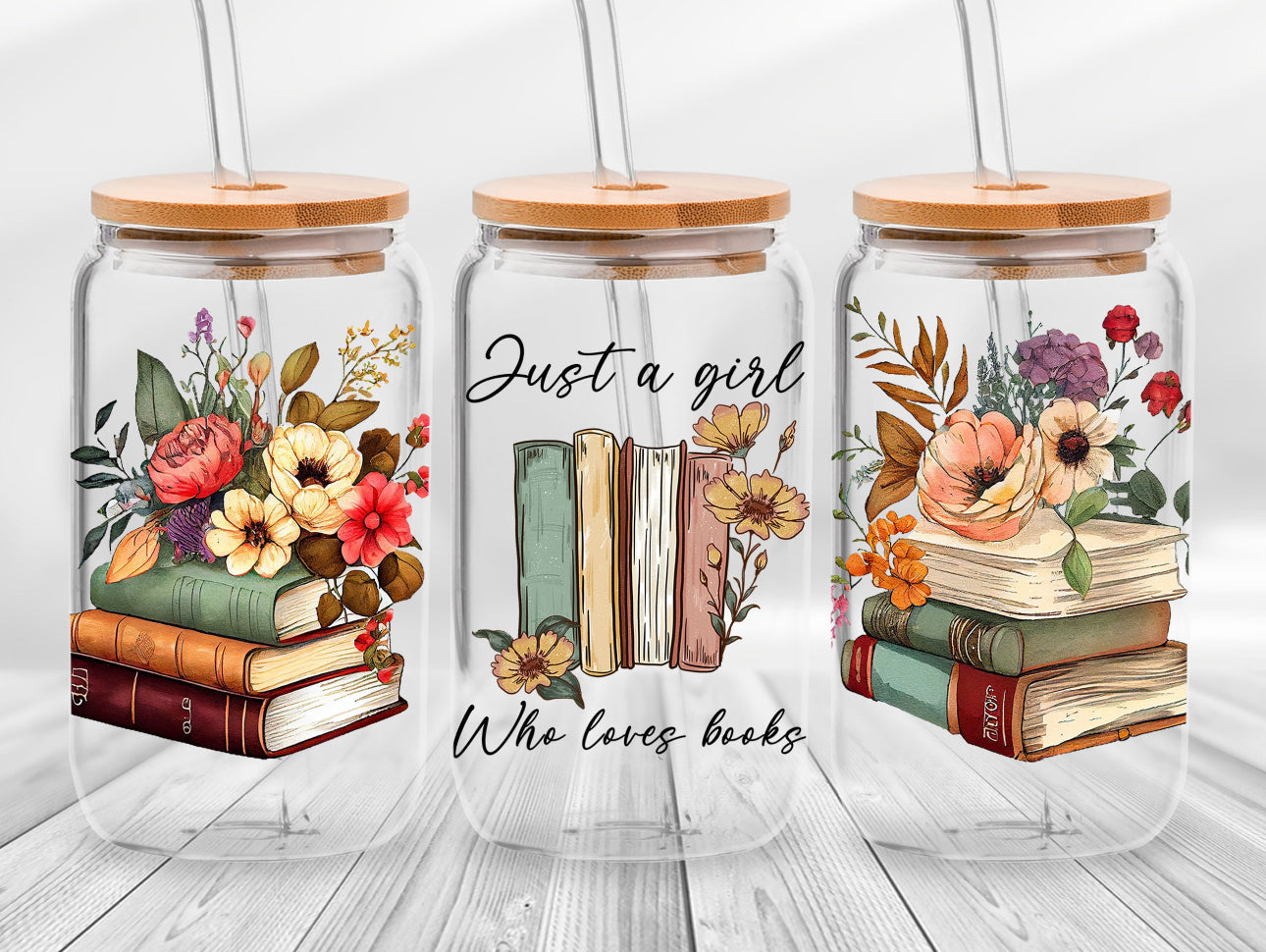 Girl Who Loves Books Glass Can Cup