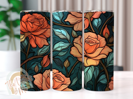 Orange Stain Glass Rose Tumbler