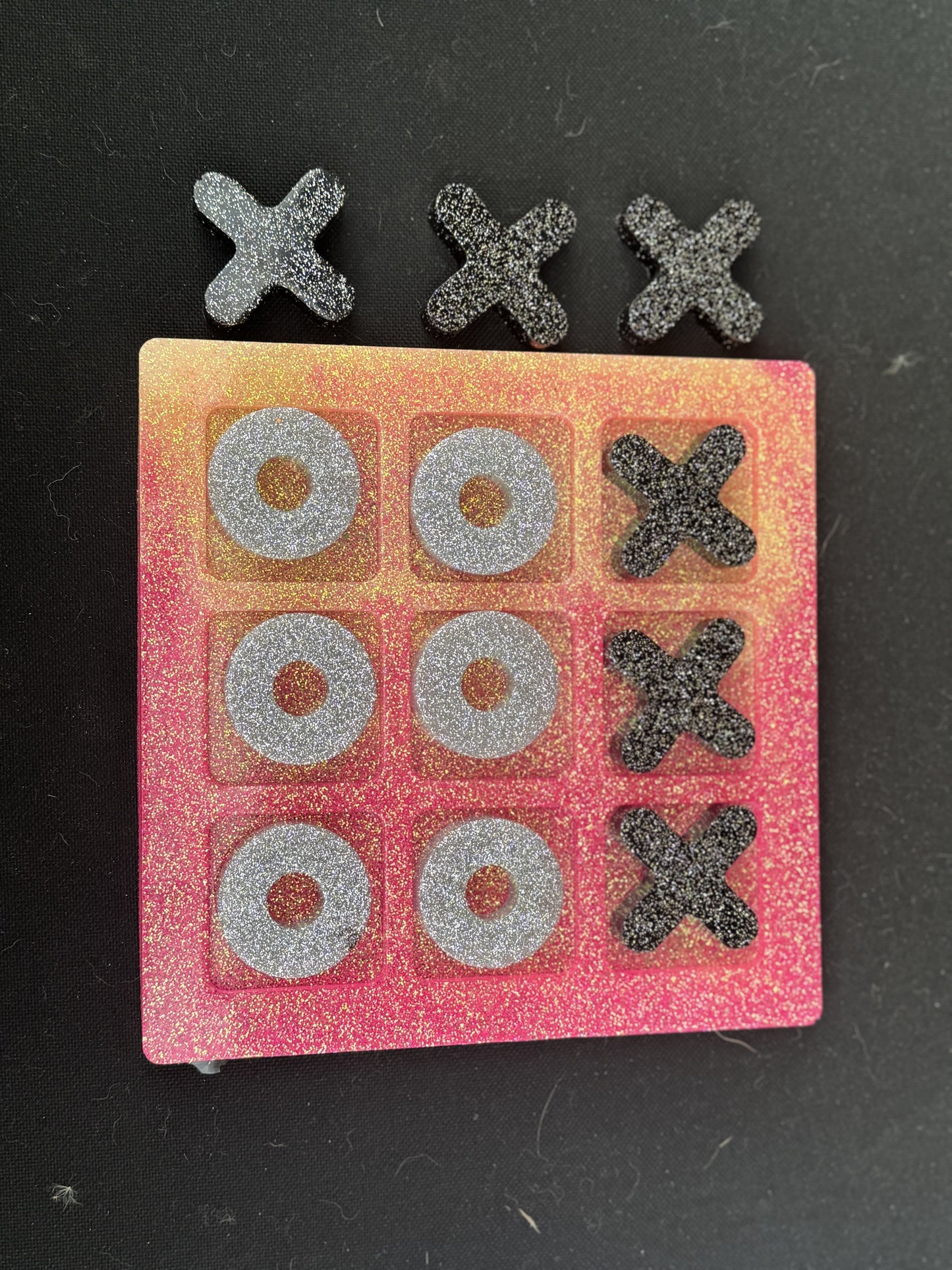 Custom Glitter Tic Tac Toe Board