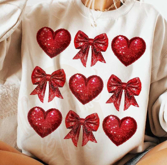 Red Glitter Bow/Hearts